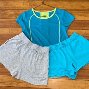Danskin Teal athletic shirt and two cotton shorts